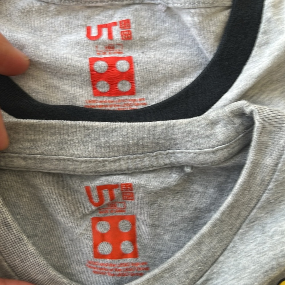 Two Uniqlo x LEGO Gray Kids Tees Bundle Set Unisex Special Edition Crossover - Picture 7 of 7